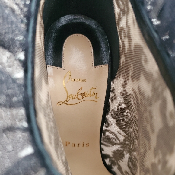 Christian Louboutin Pigalla 100 Lace Tulle Spiked Studded Boot 37.5 - Picture 10 of 13